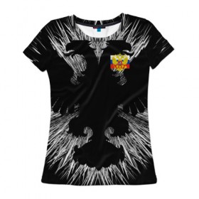 Женская футболка 3D с принтом RUSSIA - Black Collection , 100% полиэфир ( синтетическое хлопкоподобное полотно) | прямой крой, круглый вырез горловины, длина до линии бедер | герб | россия | флаг