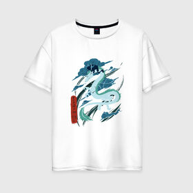 Женская футболка хлопок Oversize с принтом Унесённые призраками , 100% хлопок | свободный крой, круглый ворот, спущенный рукав, длина до линии бедер
 | дракон | тихиро | унесённые призраками