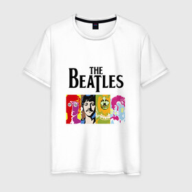 Мужская футболка хлопок с принтом The Beatles , 100% хлопок | прямой крой, круглый вырез горловины, длина до линии бедер, слегка спущенное плечо. | битлз | джон леннон | джордж харрисон | пол маккартни | ринго старр