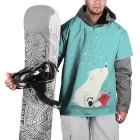 Накидка на куртку 3D с принтом Медведь под снегом , 100% полиэстер |  | зима | медведь | новый год | подарок | рождество