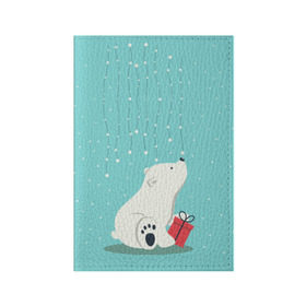 Обложка для паспорта матовая кожа с принтом Медведь под снегом , натуральная матовая кожа | размер 19,3 х 13,7 см; прозрачные пластиковые крепления | зима | медведь | новый год | подарок | рождество