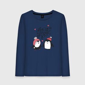 Женский лонгслив хлопок с принтом Пингвинчики , 100% хлопок |  | зима | новый год | пингвин | подарок | рождество