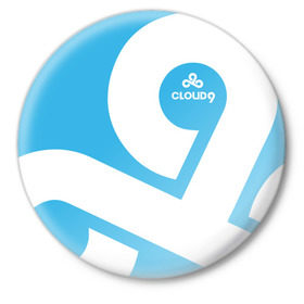 Значок с принтом cs:go - Cloud 9 (2018 Style) ,  металл | круглая форма, металлическая застежка в виде булавки | Тематика изображения на принте: 0x000000123 | 9 | cloud9 | csgo | клауд | кс го