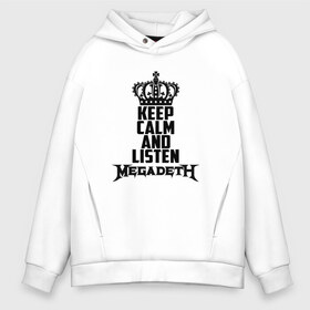 Мужское худи Oversize хлопок с принтом Keep calm and listen Megadeth , френч-терри — 70% хлопок, 30% полиэстер. Мягкий теплый начес внутри —100% хлопок | боковые карманы, эластичные манжеты и нижняя кромка, капюшон на магнитной кнопке | megadet | megadeth | дирк вербурен | дэвид эллефсон | дэйв мастейн | кико лоурейро | мегадет