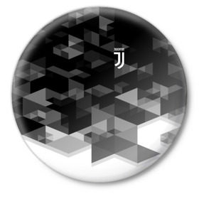 Значок с принтом Juventus 2018 Geometry Sport ,  металл | круглая форма, металлическая застежка в виде булавки | fc | juventus | спорт | спортивные | фк | футбол | футбольный клуб | ювентус