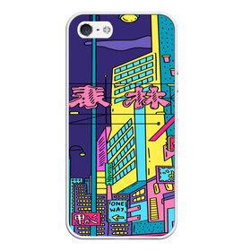 Чехол для iPhone 5/5S матовый с принтом Токио , Силикон | Область печати: задняя сторона чехла, без боковых панелей | азия | буквы | вывески | иероглифы | кислота | мегаполис | неон | неонуар | флуо | япония | яркий