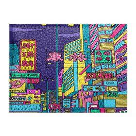 Обложка для студенческого билета с принтом Токио , натуральная кожа | Размер: 11*8 см; Печать на всей внешней стороне | азия | буквы | вывески | иероглифы | кислота | мегаполис | неон | неонуар | флуо | япония | яркий