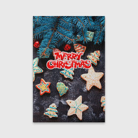 Обложка для паспорта матовая кожа с принтом Merry Christmas , натуральная матовая кожа | размер 19,3 х 13,7 см; прозрачные пластиковые крепления | 
