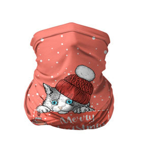 Бандана-труба 3D с принтом Кошка в кармане , 100% полиэстер, ткань с особыми свойствами — Activecool | плотность 150‒180 г/м2; хорошо тянется, но сохраняет форму | Тематика изображения на принте: зима | кот | новый год | подарок | рождество