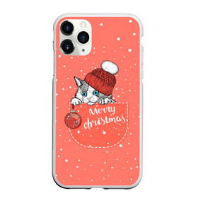 Чехол для iPhone 11 Pro матовый с принтом Кошка в кармане , Силикон |  | Тематика изображения на принте: зима | кот | новый год | подарок | рождество