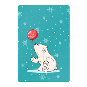 Магнитный плакат 2Х3 с принтом Мишка и шарик , Полимерный материал с магнитным слоем | 6 деталей размером 9*9 см | зима | медведь | новый год | подарок | рождество