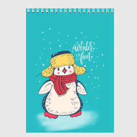 Скетчбук с принтом Пингвин в шарфе , 100% бумага
 | 48 листов, плотность листов — 100 г/м2, плотность картонной обложки — 250 г/м2. Листы скреплены сверху удобной пружинной спиралью | зима | новый год | пингвин | подарок | рождество