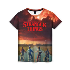 Женская футболка 3D с принтом Stranger Things , 100% полиэфир ( синтетическое хлопкоподобное полотно) | прямой крой, круглый вырез горловины, длина до линии бедер | stranger things | очень странные дела