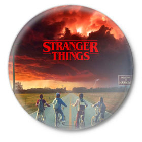 Значок с принтом Stranger Things ,  металл | круглая форма, металлическая застежка в виде булавки | stranger things | очень странные дела