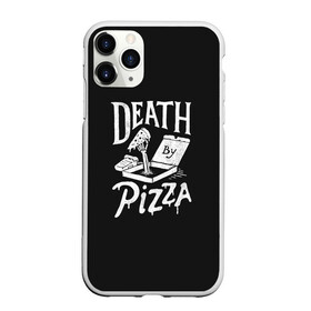 Чехол для iPhone 11 Pro Max матовый с принтом Death By Pizza , Силикон |  | Тематика изображения на принте: рука | скелет | умереть от пицы