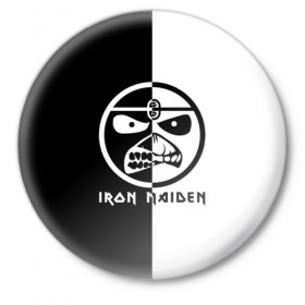 Значок с принтом Iron Maiden ,  металл | круглая форма, металлическая застежка в виде булавки | 