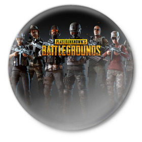 Значок с принтом PUBG Soldiers ,  металл | круглая форма, металлическая застежка в виде булавки | playerunknowns battlegrounds | pubg