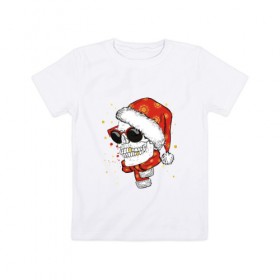 Детская футболка хлопок с принтом Странный Санта , 100% хлопок | круглый вырез горловины, полуприлегающий силуэт, длина до линии бедер | 