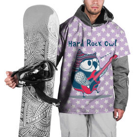 Накидка на куртку 3D с принтом Hard rock owl , 100% полиэстер |  | Тематика изображения на принте: гитара | гитарист | музыка | музыкант