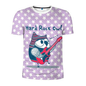 Мужская футболка 3D спортивная с принтом Hard rock owl , 100% полиэстер с улучшенными характеристиками | приталенный силуэт, круглая горловина, широкие плечи, сужается к линии бедра | гитара | гитарист | музыка | музыкант