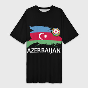 Платье-футболка 3D с принтом Азербайджан ,  |  | azerbaijan | azerbaycan | baku | sssr | азербайджан | азербайджанская | азия | айзербайджан | баку | карта | мусульмане | народ | республика | советский союз | ссср | страна | флаг