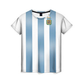 Женская футболка 3D с принтом Аргентина ЧМ 2018 , 100% полиэфир ( синтетическое хлопкоподобное полотно) | прямой крой, круглый вырез горловины, длина до линии бедер | cup | fifa | world | мира | мундиаль | россия | чемпионат