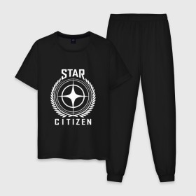 Мужская пижама хлопок с принтом Star Citizen , 100% хлопок | брюки и футболка прямого кроя, без карманов, на брюках мягкая резинка на поясе и по низу штанин
 | игра | космический | космос | симулятор