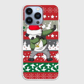 Чехол для iPhone 13 Pro с принтом Панда DAB дед Мороз ,  |  | dab | дед мороз | елка | новогодний узор | новый год | панда dab | панда dab дед мороз | снег | снежинки