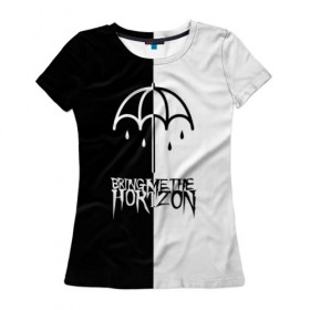 Женская футболка 3D с принтом Bring Me the Horizon , 100% полиэфир ( синтетическое хлопкоподобное полотно) | прямой крой, круглый вырез горловины, длина до линии бедер | bmth | bring me the horizon | бмтх | бринг ми зе хоризон | достань для меня горизон