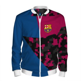 Мужской бомбер 3D с принтом FC Barca 2018 Creative uniform , 100% полиэстер | застегивается на молнию, по бокам два кармана без застежек, по низу бомбера и на воротнике - эластичная резинка | fc | fc barcelona | fcb | барселона | спорт | спортивные | фк | футбол | футбольный клуб