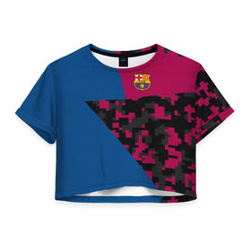 Женская футболка 3D укороченная с принтом FC Barca 2018 Creative uniform , 100% полиэстер | круглая горловина, длина футболки до линии талии, рукава с отворотами | fc | fc barcelona | fcb | барселона | спорт | спортивные | фк | футбол | футбольный клуб