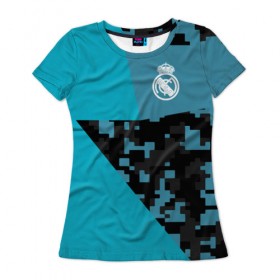 Женская футболка 3D с принтом Real Madrid 2018 Sportwear , 100% полиэфир ( синтетическое хлопкоподобное полотно) | прямой крой, круглый вырез горловины, длина до линии бедер | 