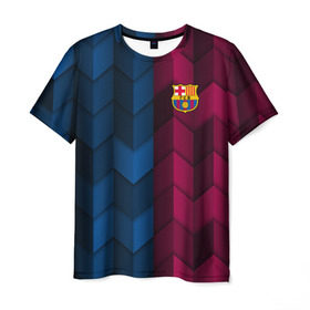 Мужская футболка 3D с принтом FC Barca 2018 Creative uniform , 100% полиэфир | прямой крой, круглый вырез горловины, длина до линии бедер | fc | fc barcelona | fcb | барселона | спорт | спортивные | фк | футбол | футбольный клуб