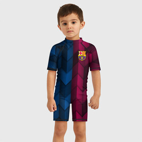 Детский купальный костюм 3D с принтом FC Barca 2018 Creative uniform , Полиэстер 85%, Спандекс 15% | застежка на молнии на спине | fc | fc barcelona | fcb | барселона | спорт | спортивные | фк | футбол | футбольный клуб