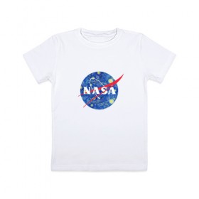 Детская футболка хлопок с принтом NASA , 100% хлопок | круглый вырез горловины, полуприлегающий силуэт, длина до линии бедер | nasa | наса