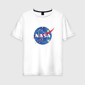 Женская футболка хлопок Oversize с принтом NASA , 100% хлопок | свободный крой, круглый ворот, спущенный рукав, длина до линии бедер
 | nasa | наса