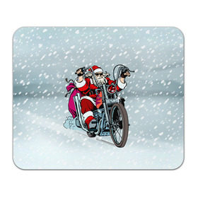 Коврик прямоугольный с принтом Санта Клаус байкер , натуральный каучук | размер 230 х 185 мм; запечатка лицевой стороны | Тематика изображения на принте: байк | дед мороз | зима | мотоцикл | рождество | снег