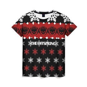 Женская футболка 3D с принтом Праздничный The Offspring , 100% полиэфир ( синтетическое хлопкоподобное полотно) | прямой крой, круглый вырез горловины, длина до линии бедер | the offspring | офспринг | оффспринг | рок