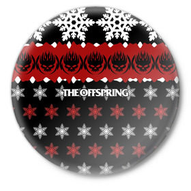 Значок с принтом Праздничный The Offspring ,  металл | круглая форма, металлическая застежка в виде булавки | the offspring | офспринг | оффспринг | рок
