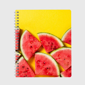 Тетрадь с принтом арбуз , 100% бумага | 48 листов, плотность листов — 60 г/м2, плотность картонной обложки — 250 г/м2. Листы скреплены сбоку удобной пружинной спиралью. Уголки страниц и обложки скругленные. Цвет линий — светло-серый
 | berry | food | fruit | health | rest | summer | vegan | vegetarianism | vitamins | watermelon | арбуз | веган | вегетарианство | витамины | еда | здоровье | лето | отдых | фрукты | ягода