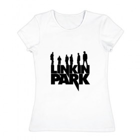 Женская футболка хлопок с принтом Linkin Park , 100% хлопок | прямой крой, круглый вырез горловины, длина до линии бедер, слегка спущенное плечо | bennington | chester | linkin park | альтернативный | беннингтон | группа | ленкин | линкин | майк | метал | музыкант | ню | нюметал | парк | певец | рок | рэп | честер | электроник