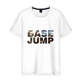 Мужская футболка хлопок с принтом base jumping , 100% хлопок | прямой крой, круглый вырез горловины, длина до линии бедер, слегка спущенное плечо. | 
