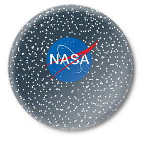 Значок с принтом NASA ,  металл | круглая форма, металлическая застежка в виде булавки | nasa | star | звезды | космос | наса