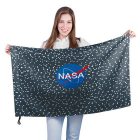 Флаг 3D с принтом NASA , 100% полиэстер | плотность ткани — 95 г/м2, размер — 67 х 109 см. Принт наносится с одной стороны | nasa | star | звезды | космос | наса