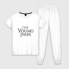 Женская пижама хлопок с принтом The young pope , 100% хлопок | брюки и футболка прямого кроя, без карманов, на брюках мягкая резинка на поясе и по низу штанин | young pope | джуд лоу | молодой папа