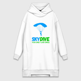 Платье-худи хлопок с принтом skydive ,  |  | adrenaline | base jumping | extreme | jump | parachute | sky | skydive | адреналин | бейс | бейсджампинг | высота | небо | облака | парашют | полет | прыжок | риск | самолет | свобода | экстрим