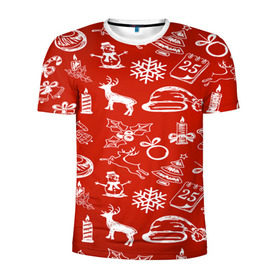 Мужская футболка 3D спортивная с принтом Символика рождества , 100% полиэстер с улучшенными характеристиками | приталенный силуэт, круглая горловина, широкие плечи, сужается к линии бедра | new year | елка | новогодний | новый год | рождество | снег | снежинки
