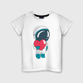 Детская футболка хлопок с принтом Космонавт , 100% хлопок | круглый вырез горловины, полуприлегающий силуэт, длина до линии бедер | cosmonaut | cosmos | cute | heart | love | космонавт | космос | любовь | мило | сердце