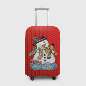 Чехол для чемодана 3D с принтом Снеговик вышивка , 86% полиэфир, 14% спандекс | двустороннее нанесение принта, прорези для ручек и колес | new year | елка | новогодний | новогодняя вышивка | новый год | рождество | снег | снежинки