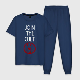Мужская пижама хлопок с принтом Cult , 100% хлопок | брюки и футболка прямого кроя, без карманов, на брюках мягкая резинка на поясе и по низу штанин
 | ahs | american horror story | американская история ужасов